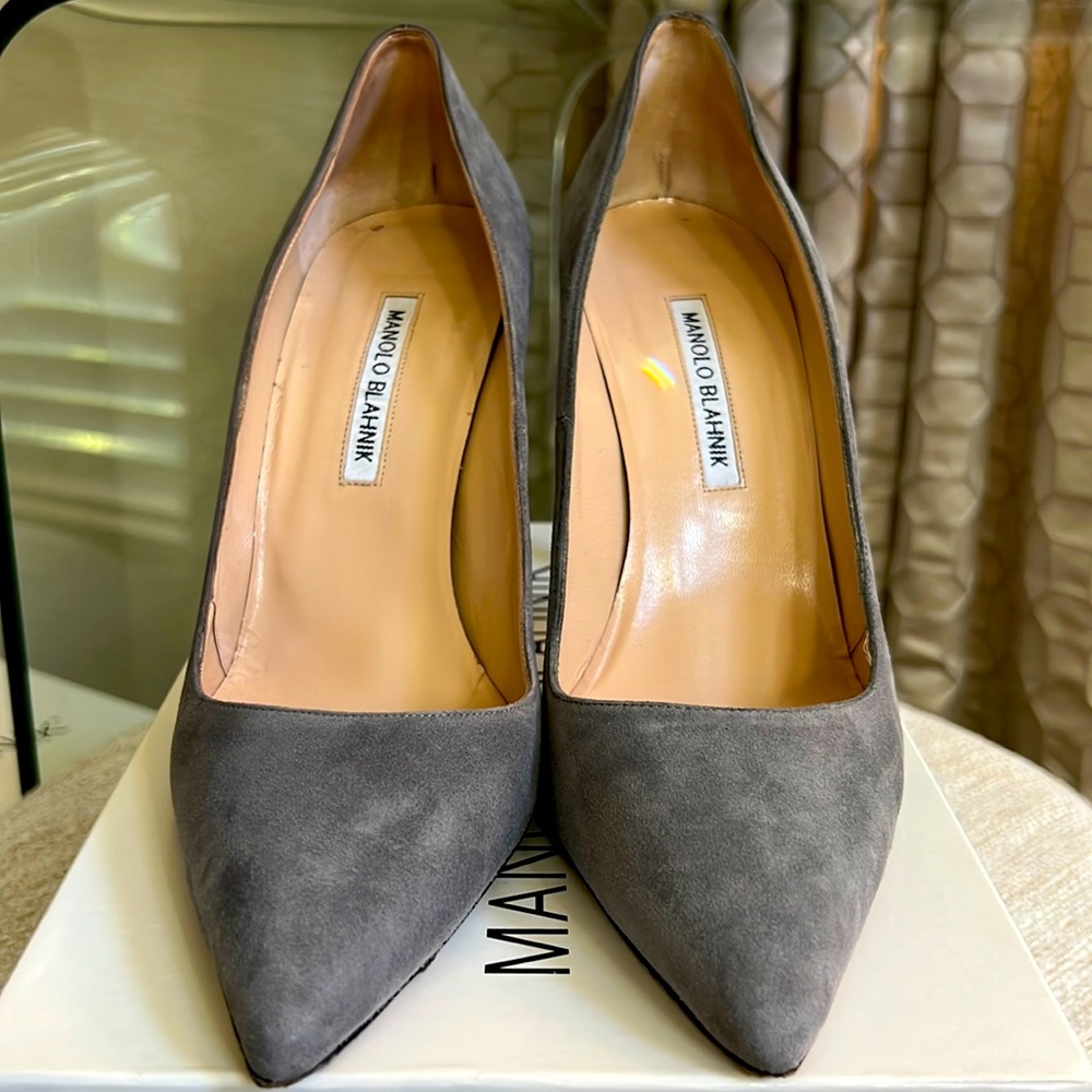 Grey Suede Manolo Blahnik BB 105 Sz 40